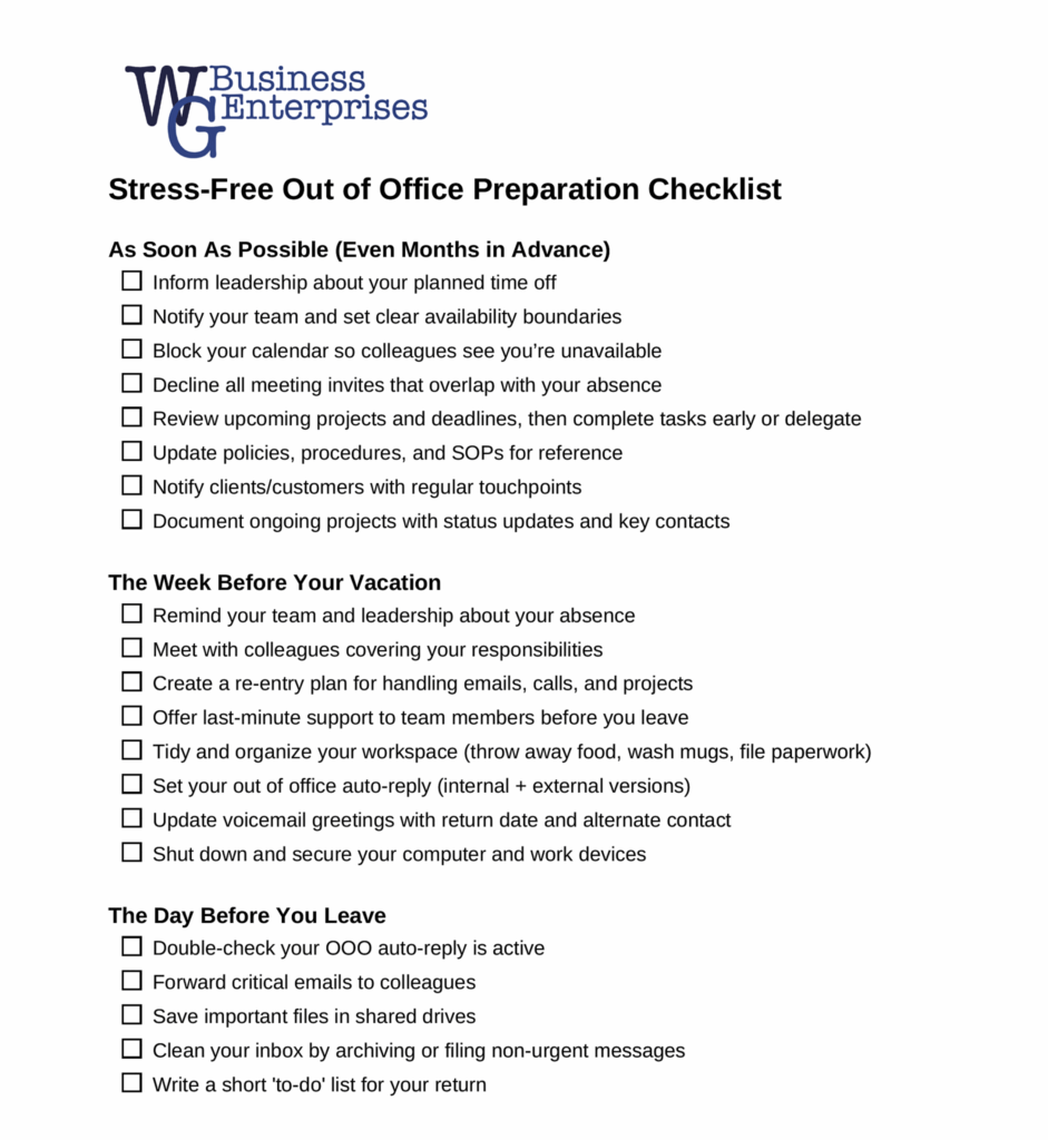 WGB Stress-Free OOO Checklist