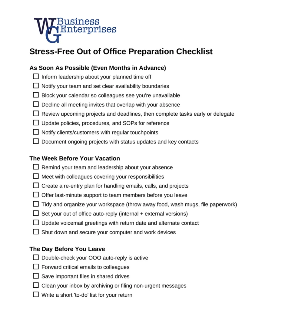WGB Stress-Free OOO Checklist