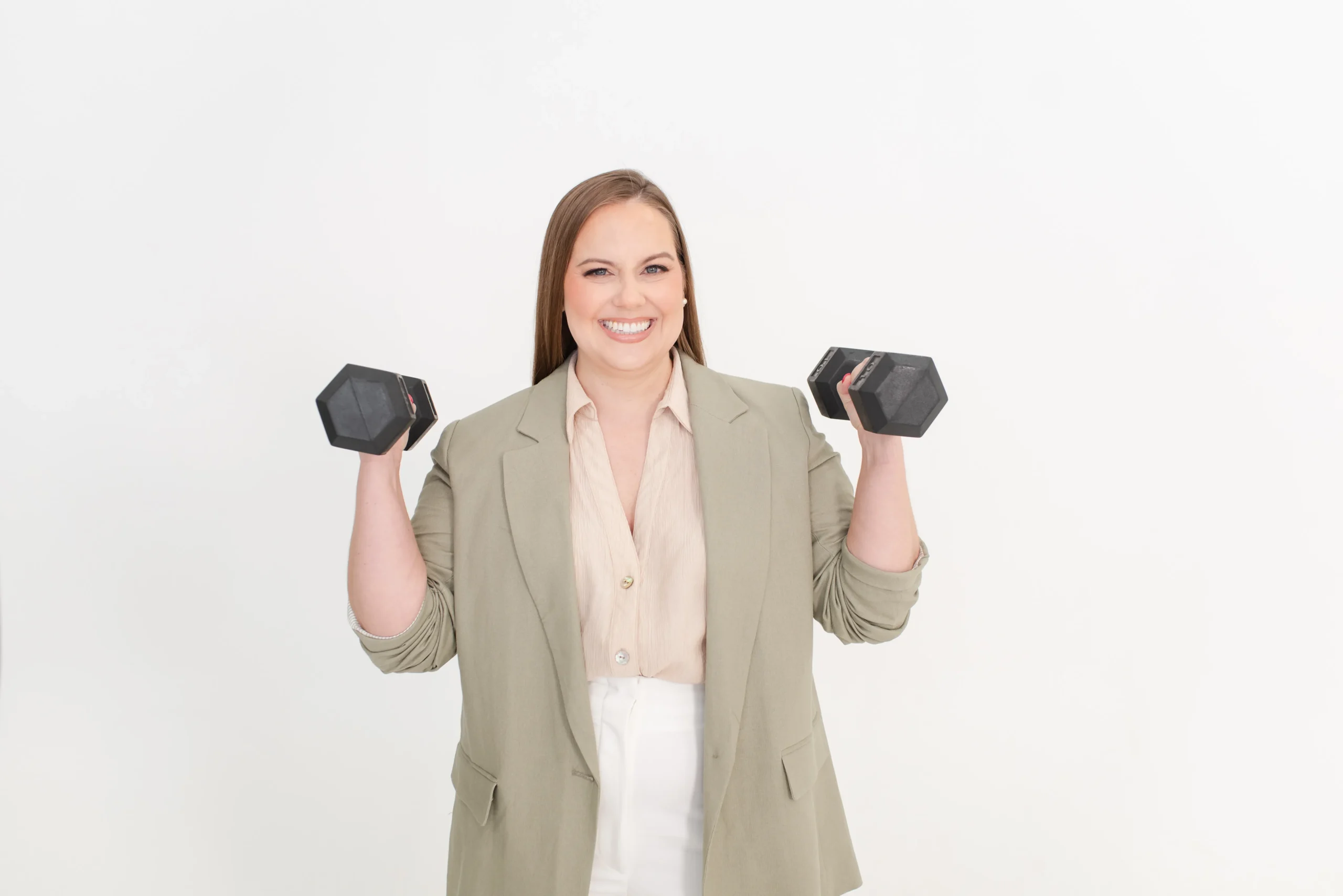 Whitney Lifting 2 Weights in Tan Jacket